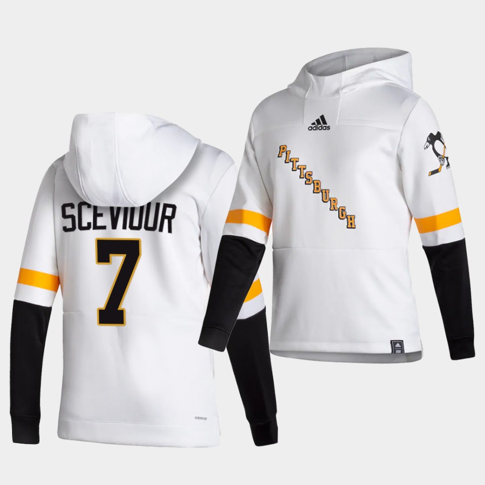 Men Pittsburgh Penguins #7 Sceviour White  NHL 2021 Adidas Pullover Hoodie Jersey->->NHL Jersey